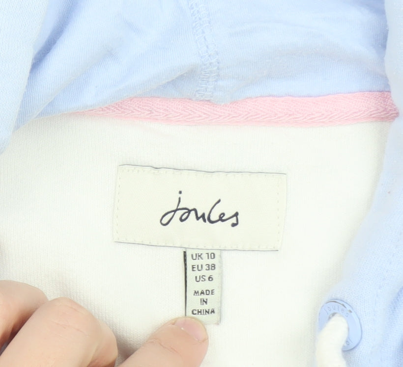 Joules Womens Multicoloured Full Zip Hoodie UK 10 Cotton Blend