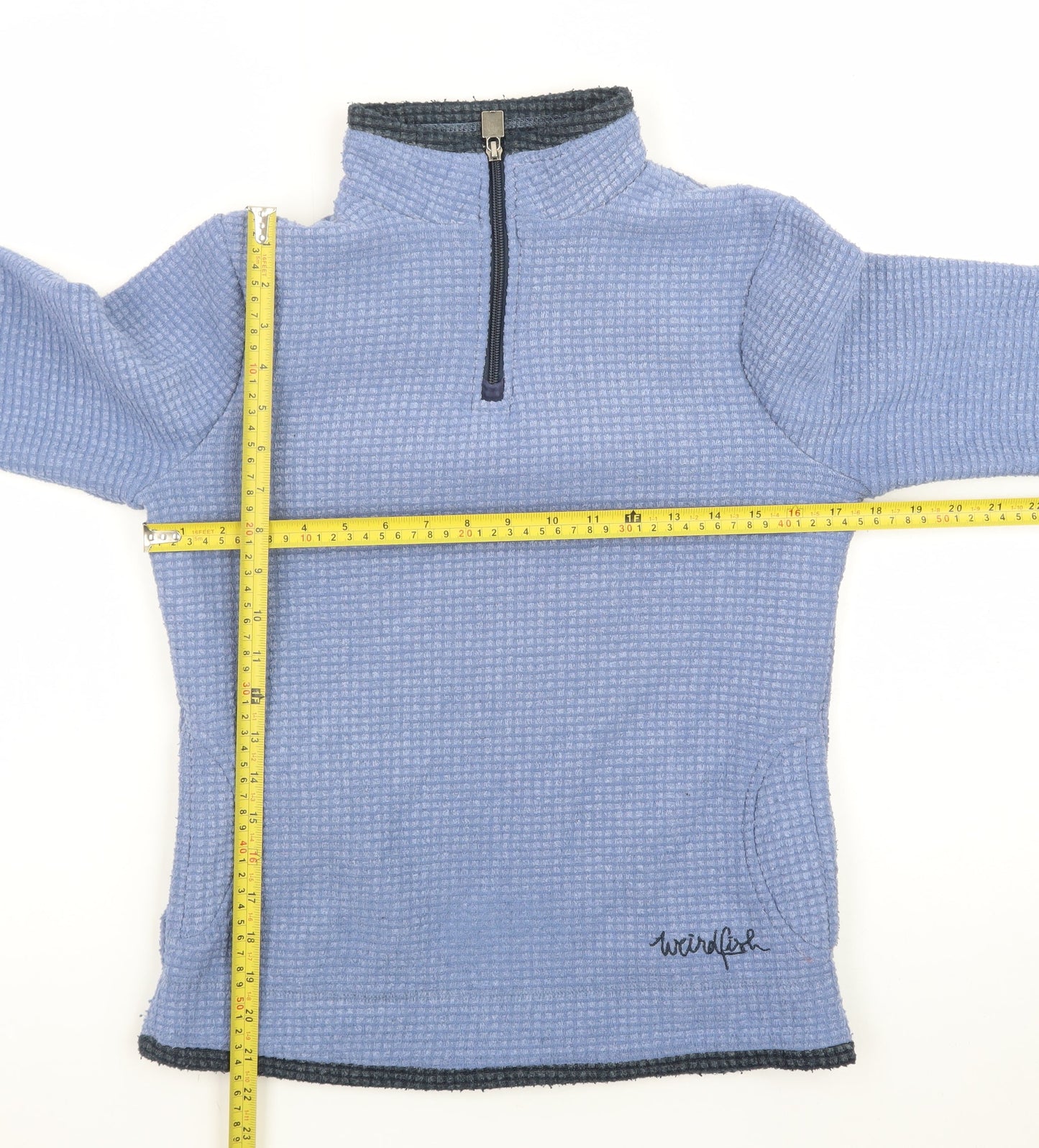 Weird Fish Women Blue Size 8 1/4 Zip Fleece Sweatshirt