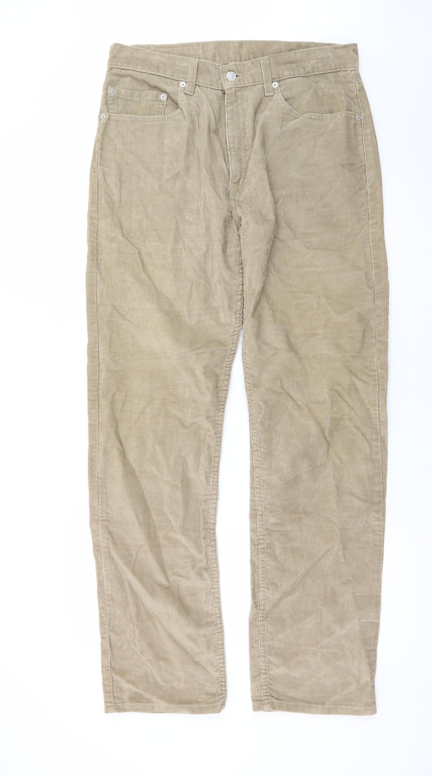 Levi's 505 Men's Beige Corduroy Straight Leg Trousers W32 L34