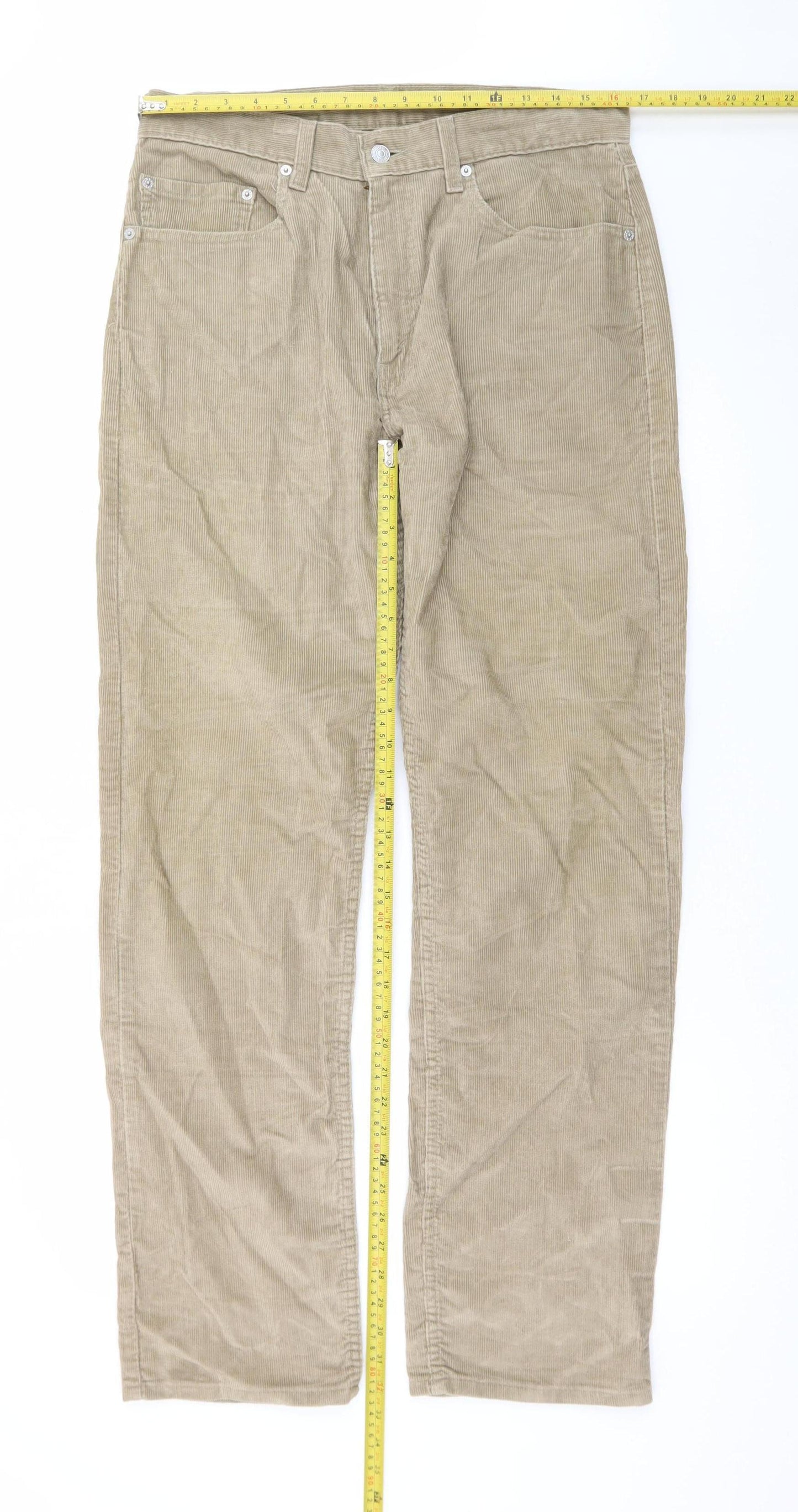 Levi's 505 Men's Beige Corduroy Straight Leg Trousers W32 L34
