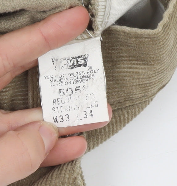 Levi's 505 Men's Beige Corduroy Straight Leg Trousers W32 L34