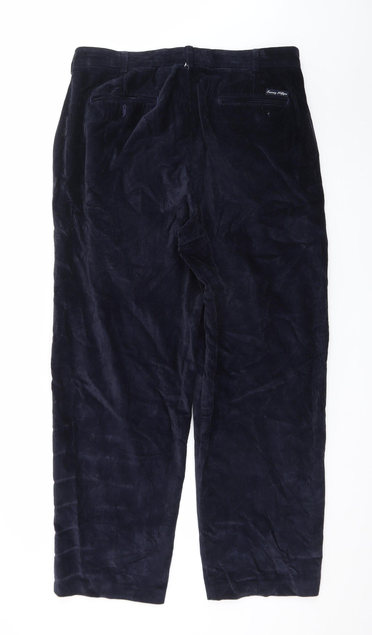 Tommy Hilfiger Men's Blue Corduroy Pleated Trousers 36W 32L