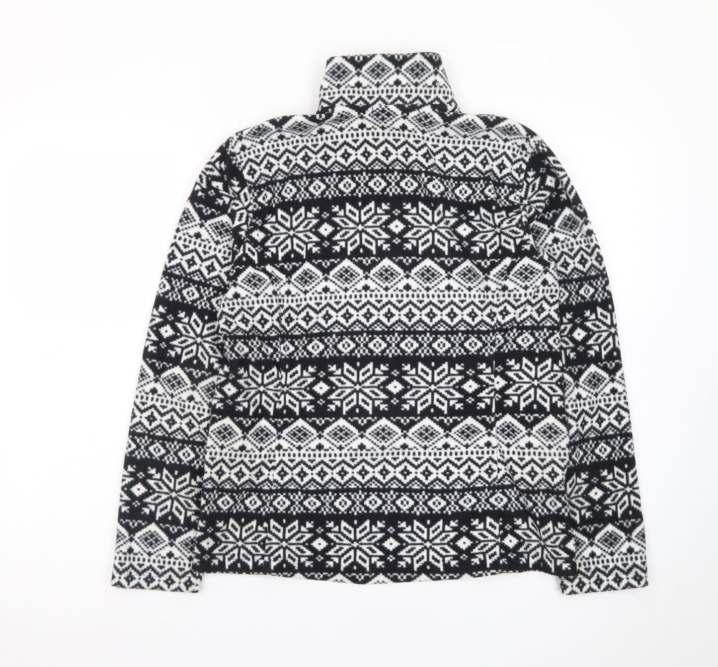 Lands' End Men's Black Fair Isle Fleece 1/4 Zip Sweatshirt S
