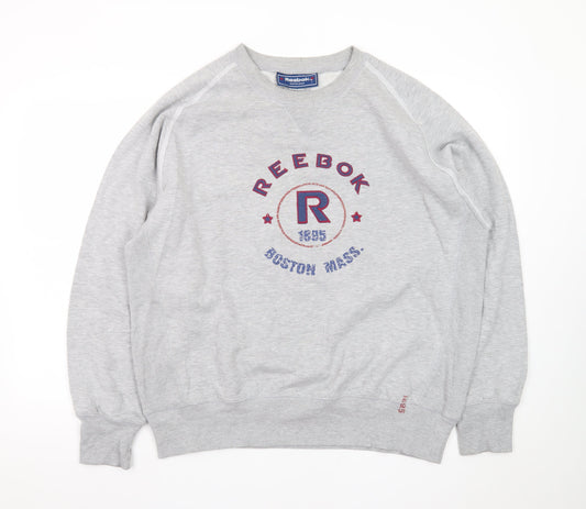 Reebok Men's Grey L Pullover Sweatshirt Crew Neck Sports Style