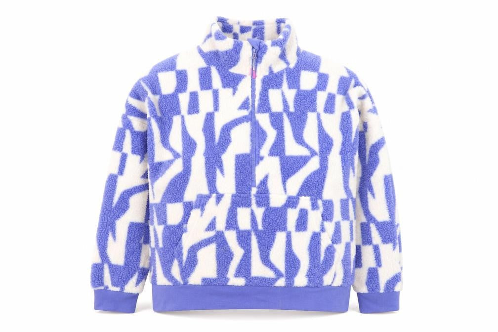 Dunnes Women Blue & White Fleece Pullover Sweatshirt Small
