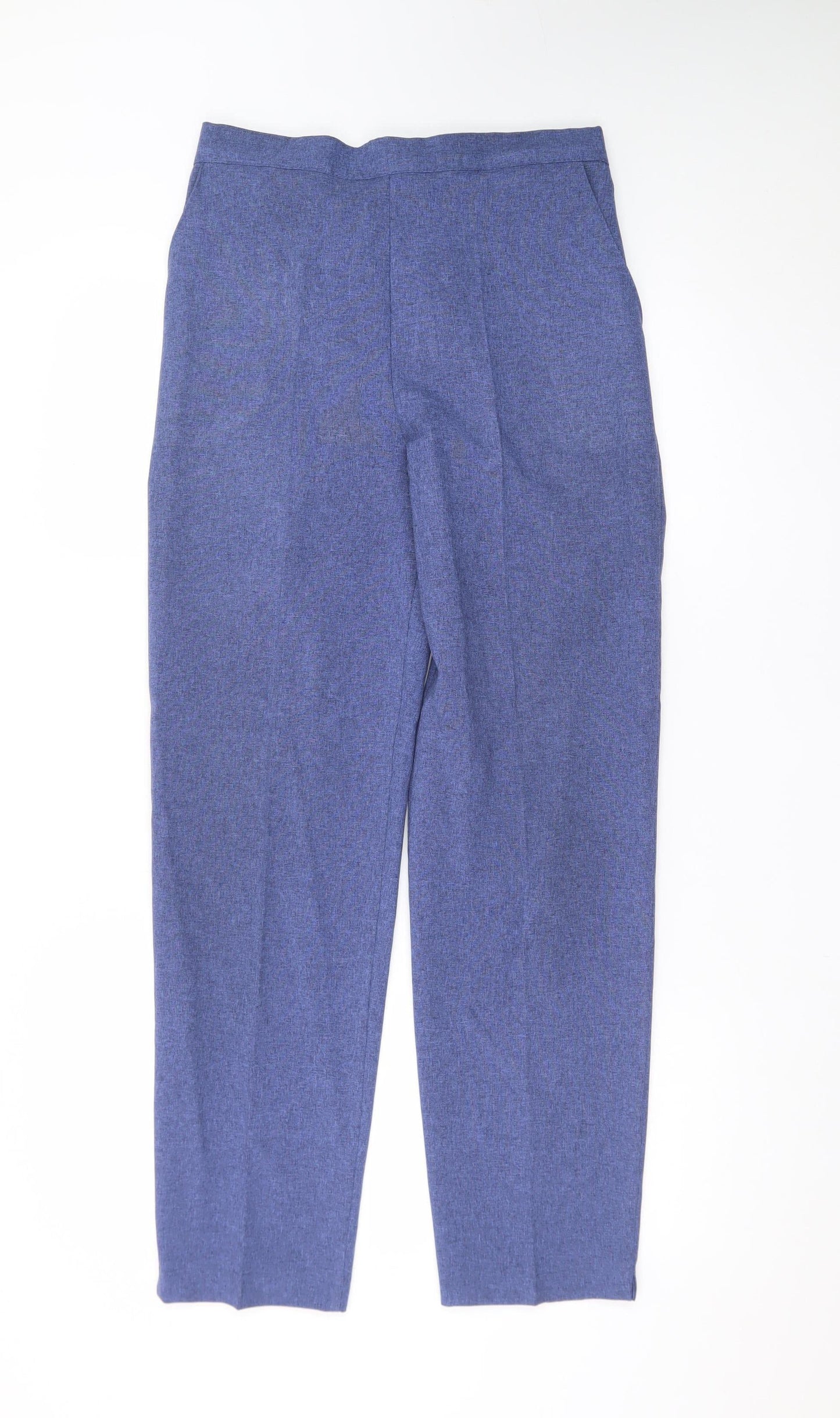 Emma Collection Women’s Blue Size 12 Polyester Elastic Waist Straight Trousers