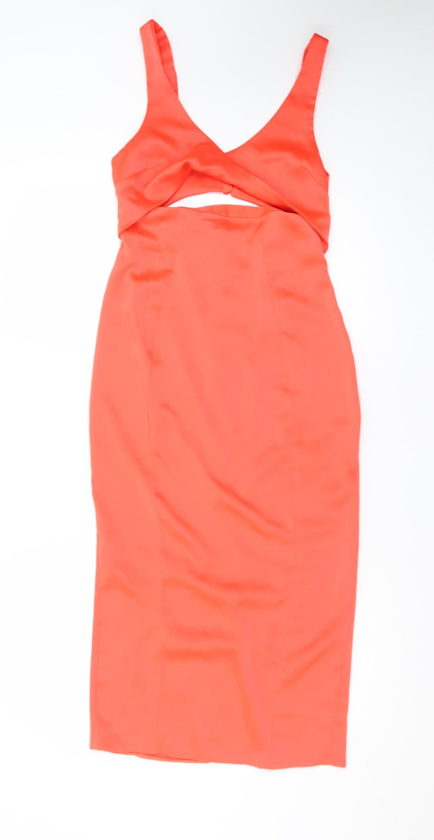 ASOS Women’s Orange Size 8 Bodycon Midi Dress with Cut Out Detail
