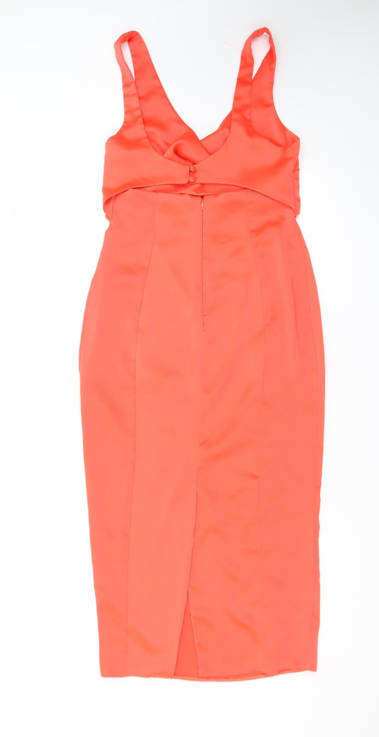ASOS Women’s Orange Size 8 Bodycon Midi Dress with Cut Out Detail