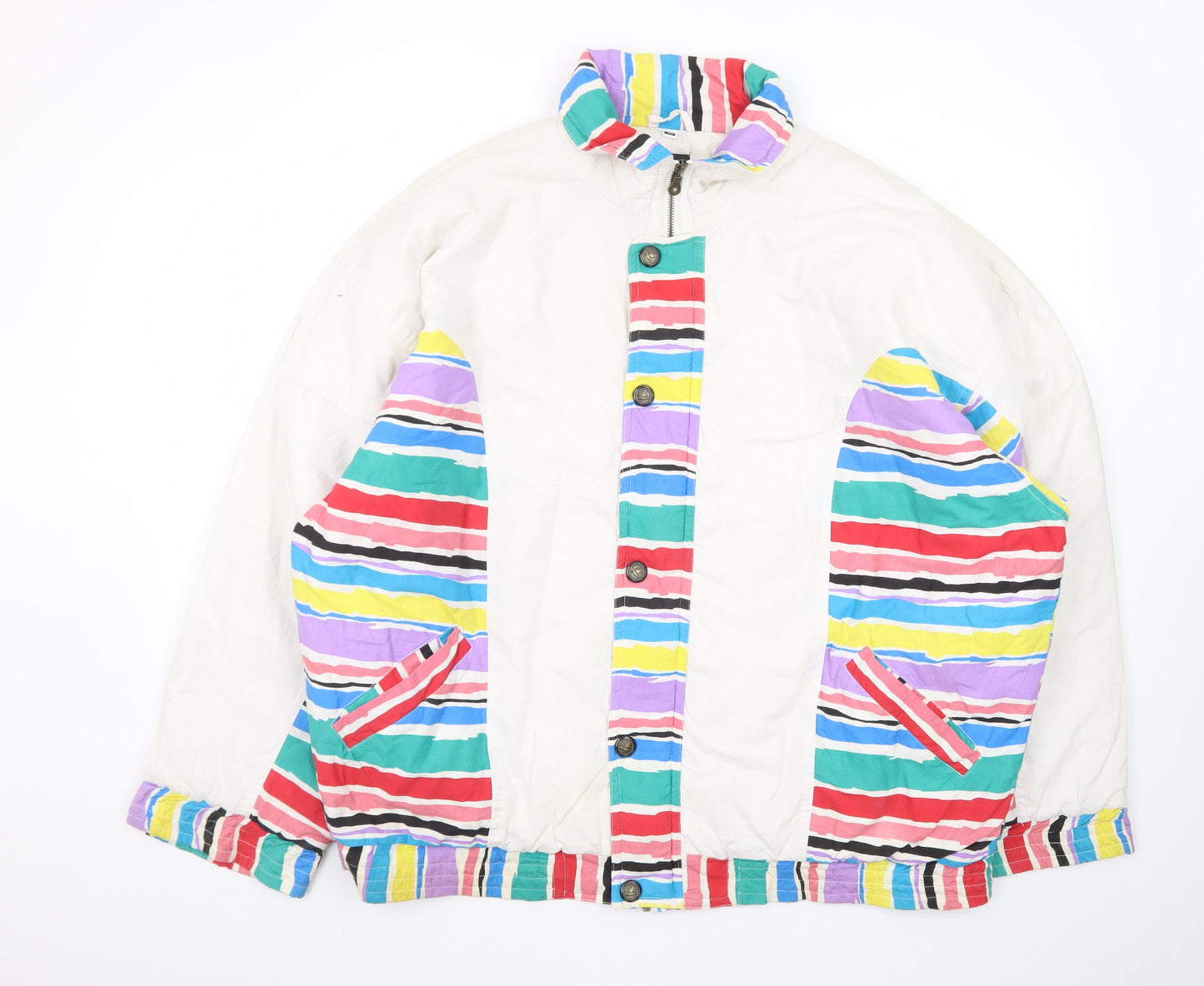 Virgin Men's Multicoloured XL Retro 80s Striped Bomber Jacket