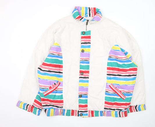 Virgin Men's Multicoloured XL Retro 80s Striped Bomber Jacket