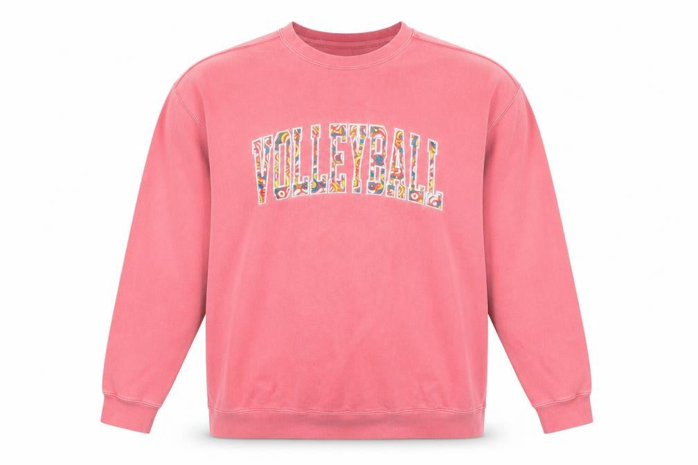 Comfort Colors Unisex Pink Volleyball Graphic Pullover Sweatshirt L