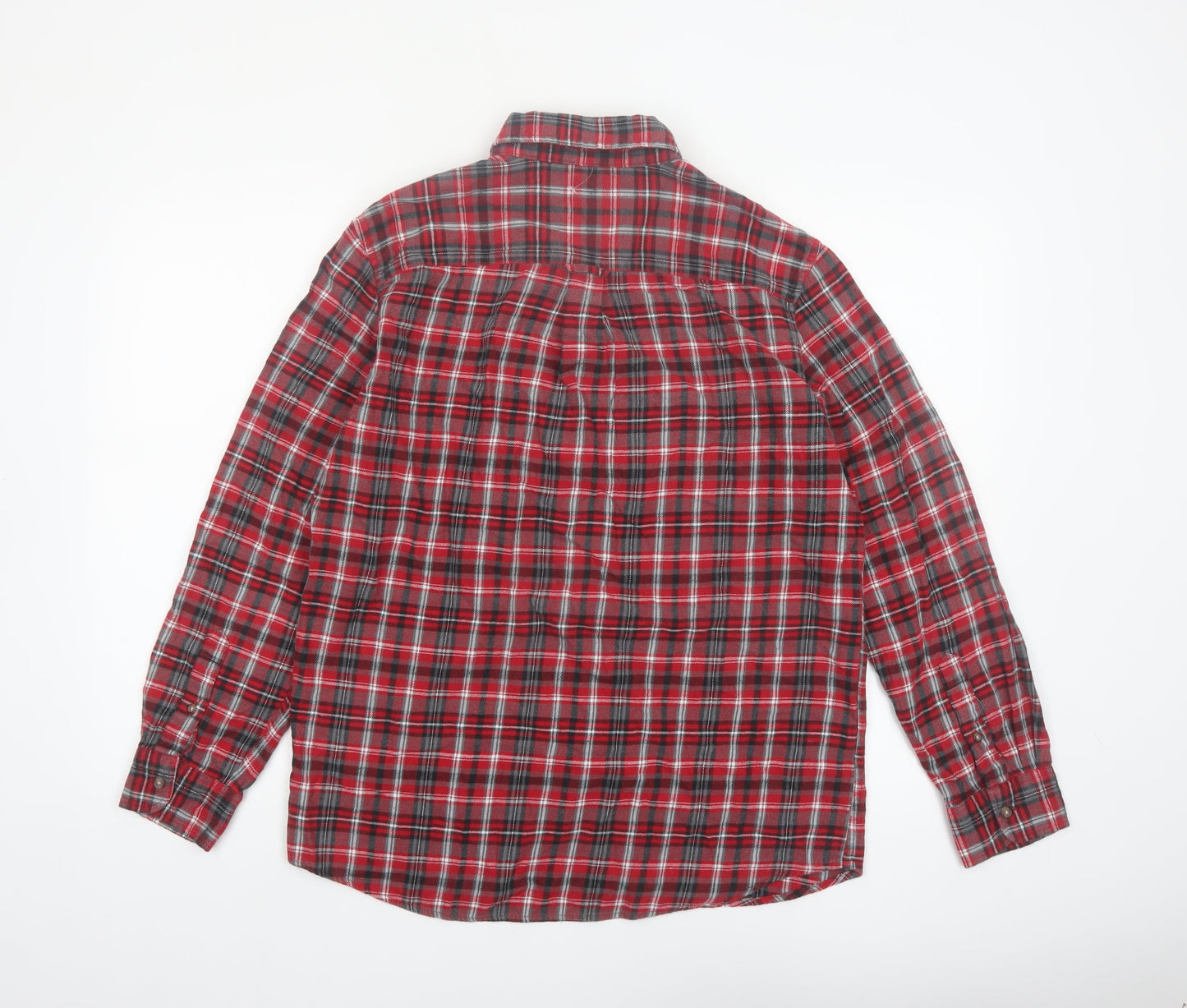 Chaps Men's Red Plaid Cotton Flannel Long Sleeve Button-Up Shirt Size M