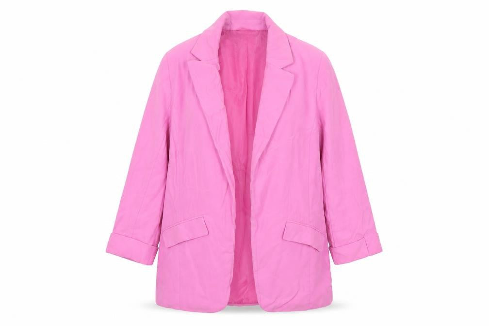River Island Women Pink Size 8 Single-Breasted Long Blazer Jacket
