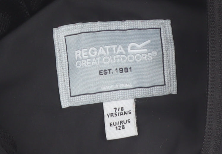 Regatta Boys Black Waterproof Hooded Rain Coat Jacket 7-8 Years