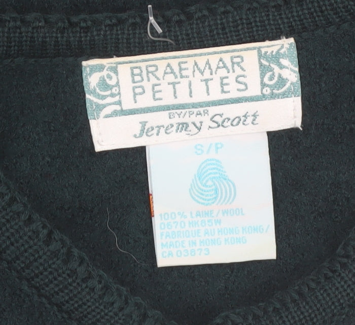Braemar Petites by Jeremy Scott Women's Green Wool Cardigan Petite S
