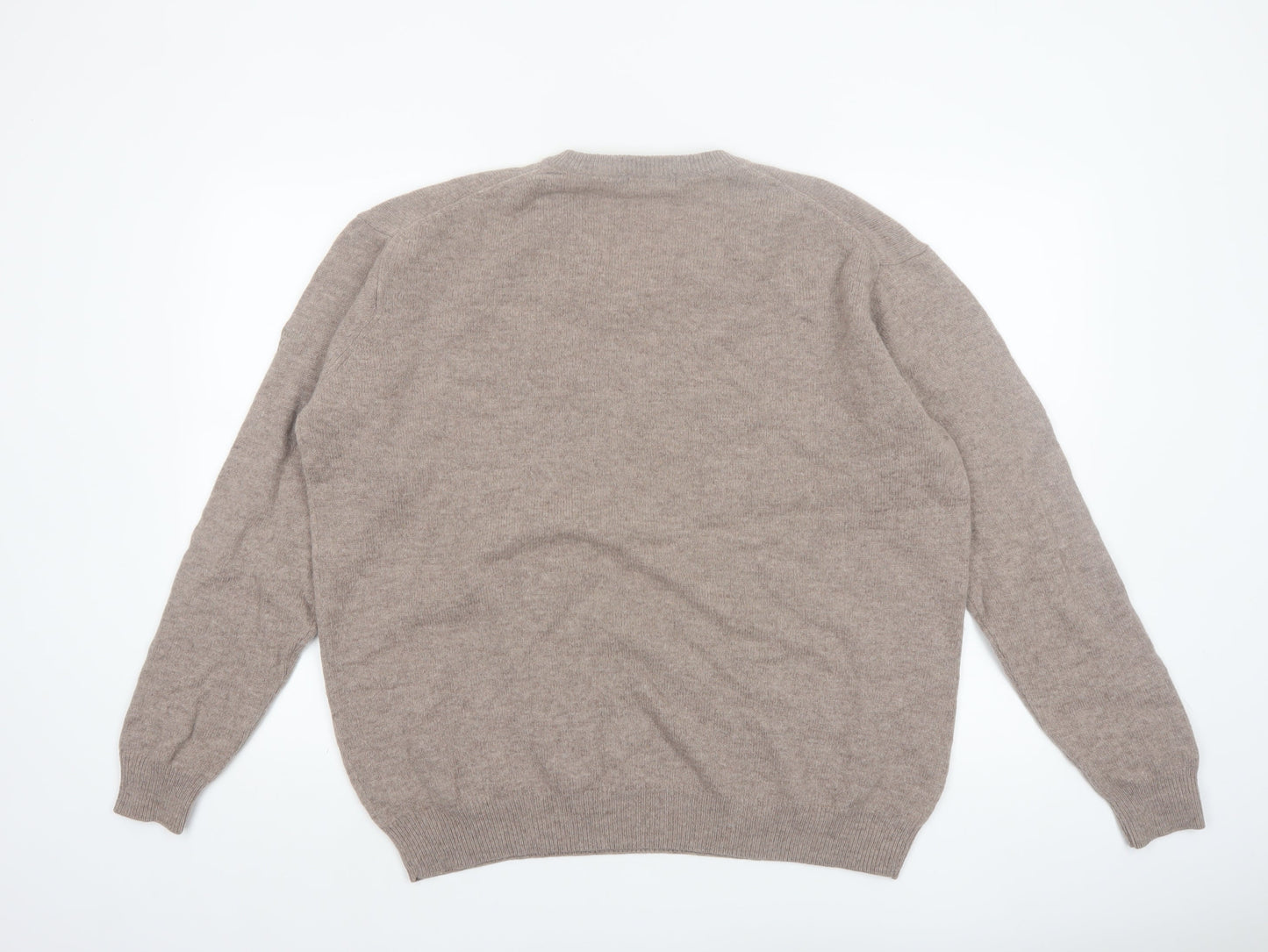 James Pringle Men’s Beige Wool V-Neck Jumper 2XL Pullover