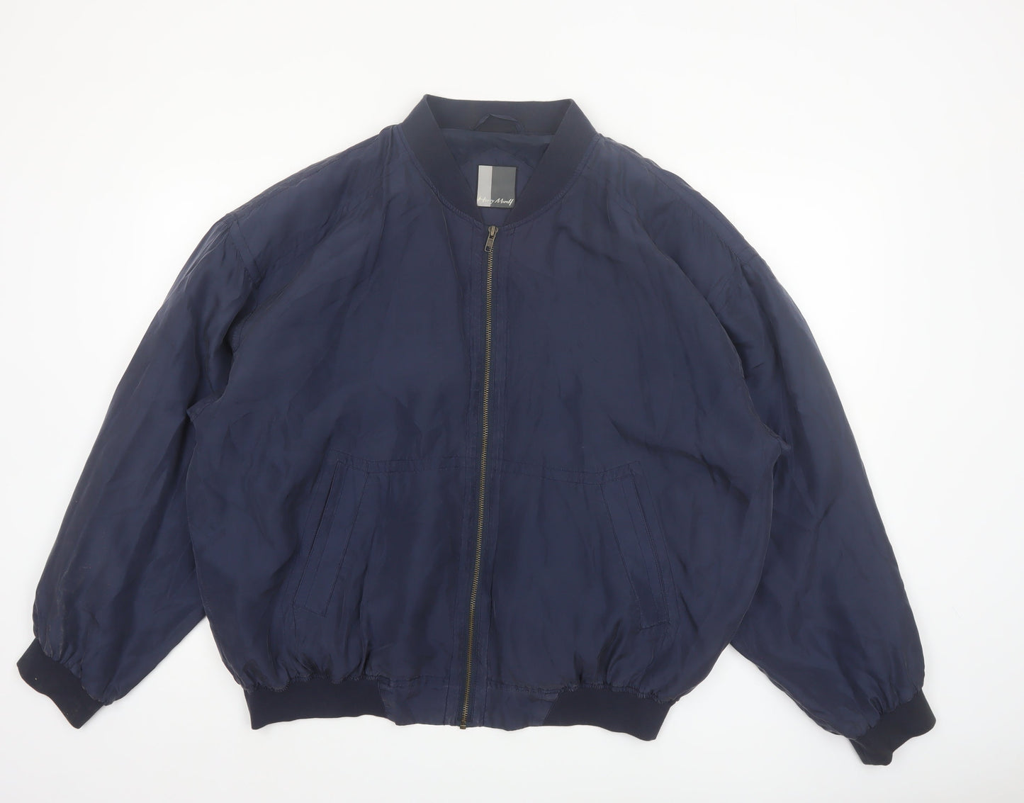 Henry Morel Men's Blue Silk Bomber Jacket XL Casual Full Zip