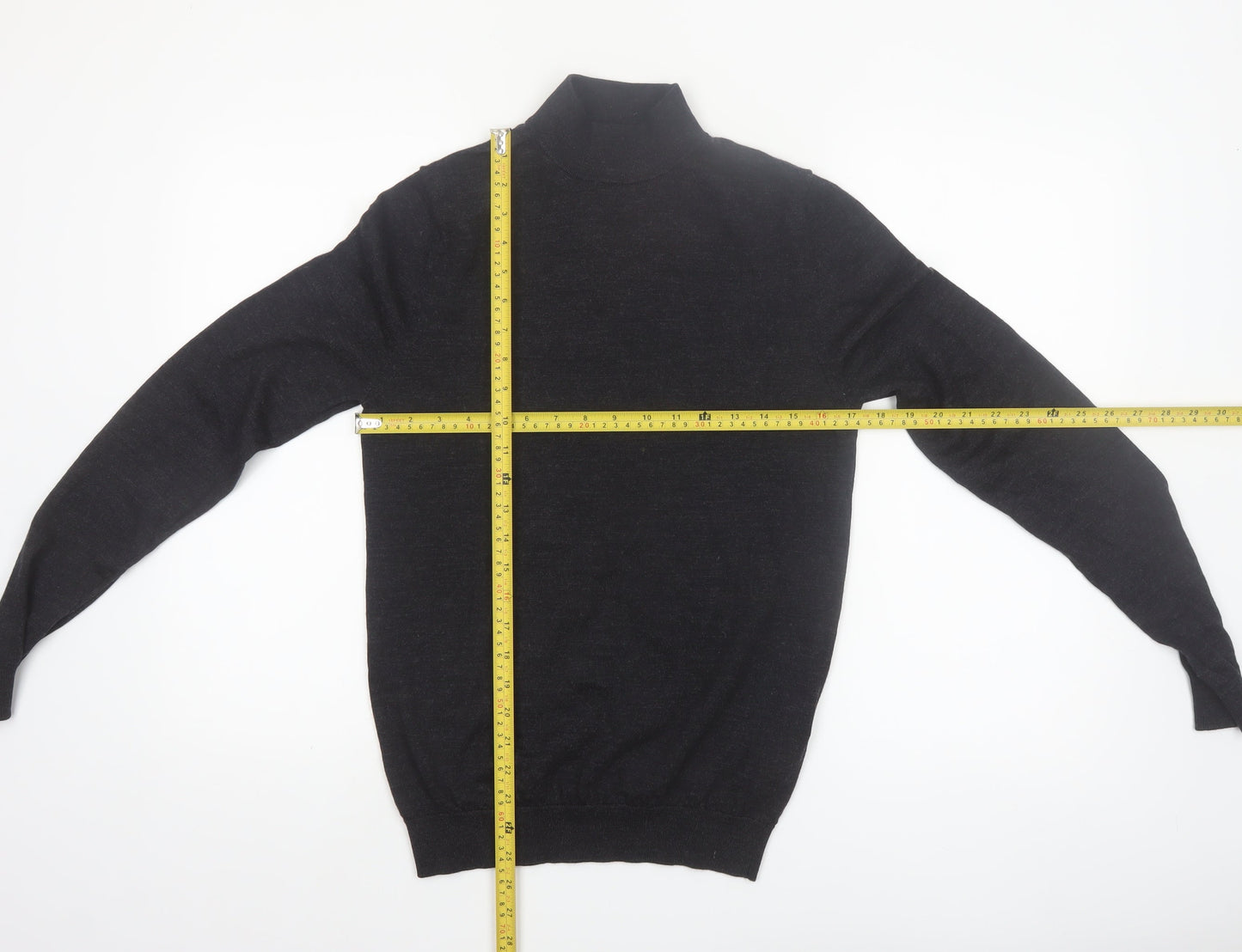 Reiss Men’s Black Merino Wool Roll Neck Jumper Size S