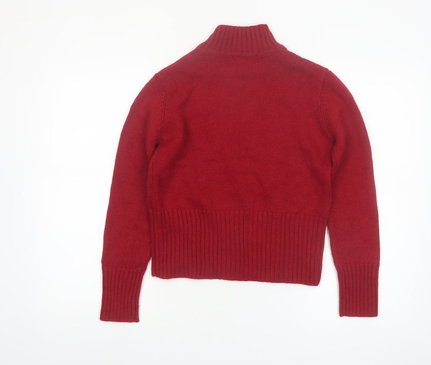 Diesel Womens Red Roll Neck Wool Blend Pullover Jumper Size M