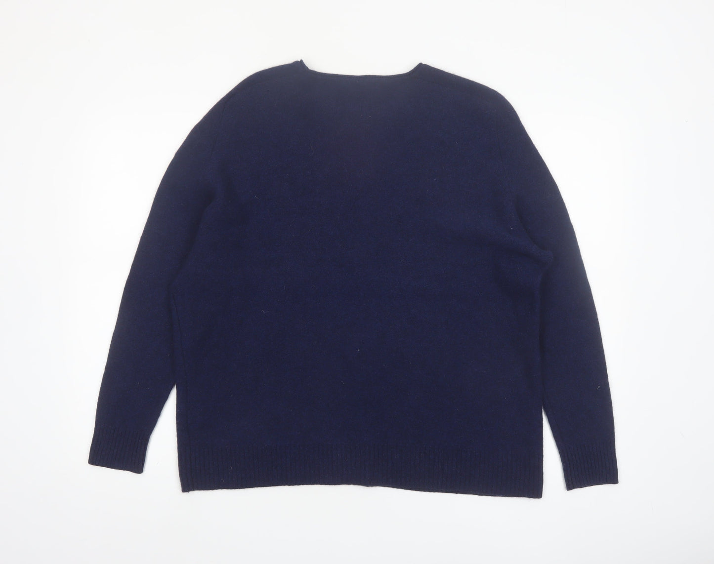 WoolOvers Women's Blue XL Crew Neck Yak Knit Jumper