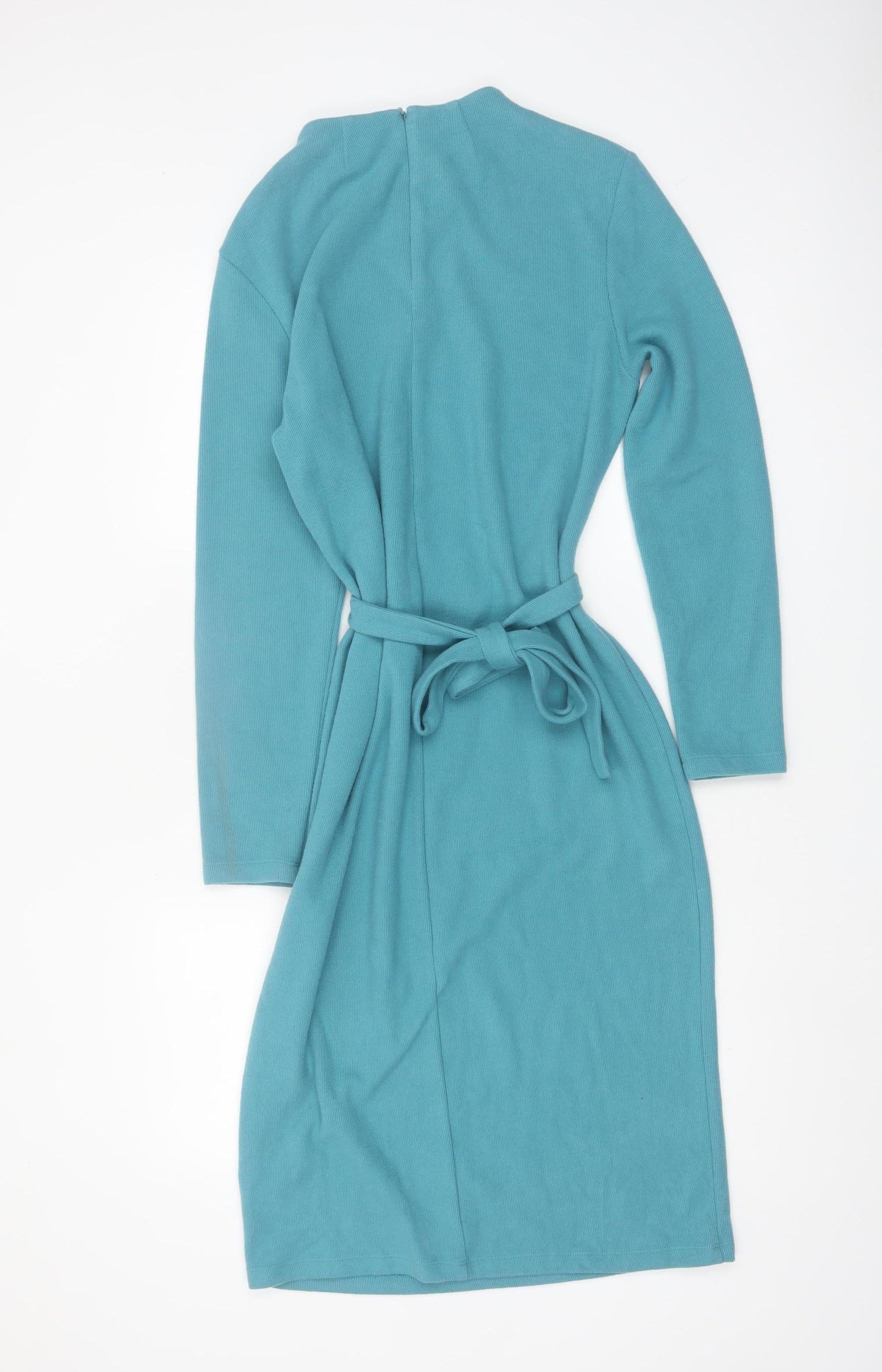 Marks and Spencer Women Blue Knit Belted Shift Dress Size 12