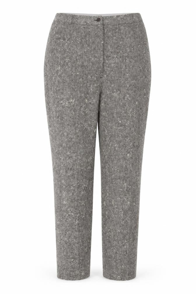 Bassonova Women’s Grey Tweed Wool Blend Straight Trousers Size 12