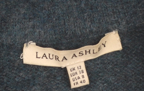 Laura Ashley Women Blue Wool Long Sleeve Cardigan UK 12 Classic Style