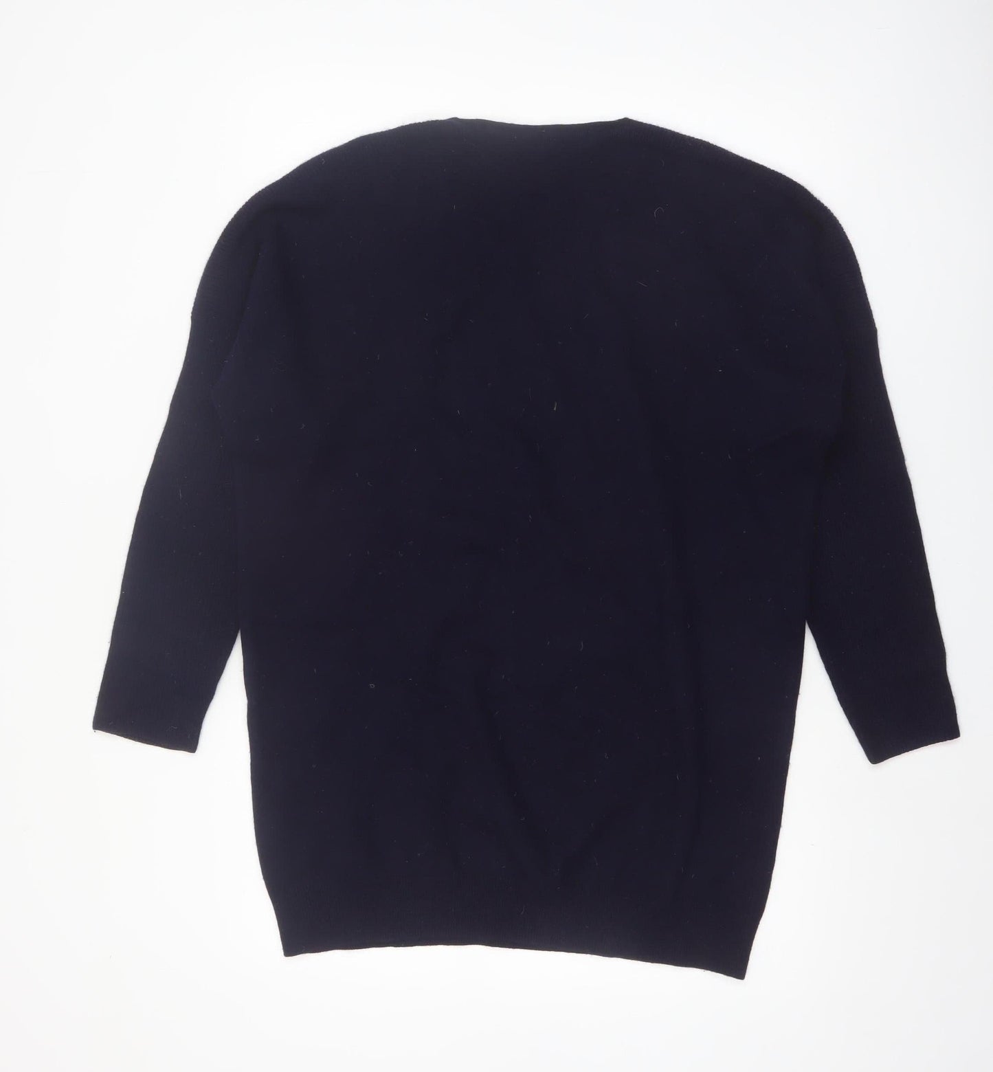 Jaeger Women Black Wool Cashmere V-Neck Pullover Jumper M