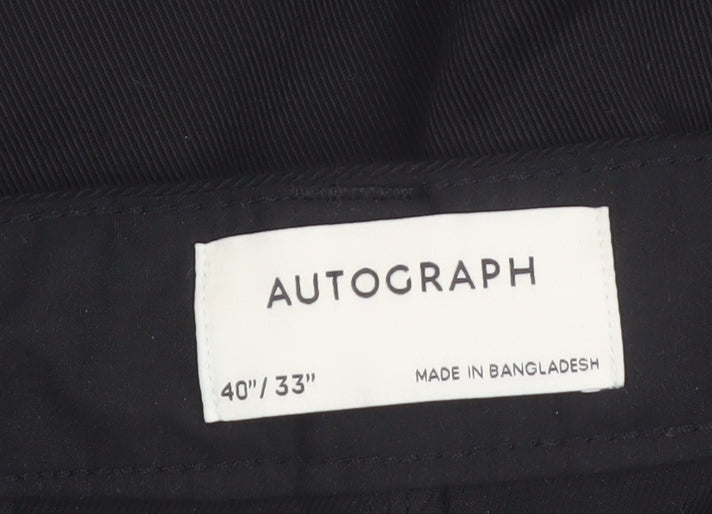 Marks and Spencer Autograph Men's Black Cotton Chino Trousers 40W 33L