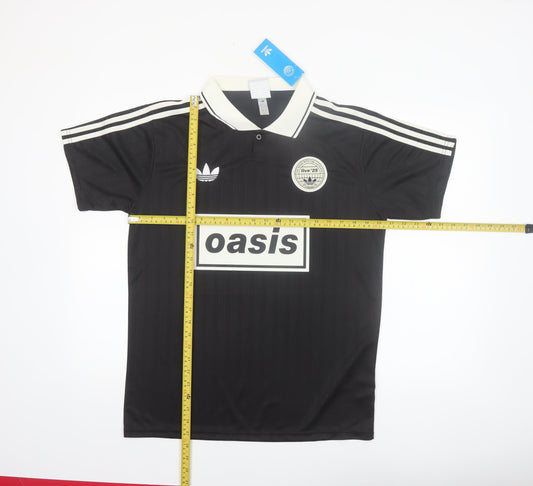 Adidas Men’s Black Oasis Polo Shirt L Music Retro Football Style