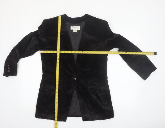 Liz Claiborne Women Black Velvet Single-Breasted Blazer Size 10
