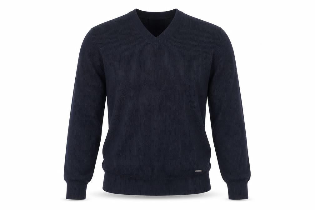 DKNY Men's Blue Wool Blend V-Neck Jumper M Classic Knit