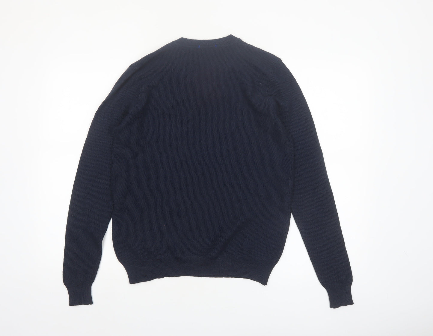 DKNY Men's Blue Wool Blend V-Neck Jumper M Classic Knit