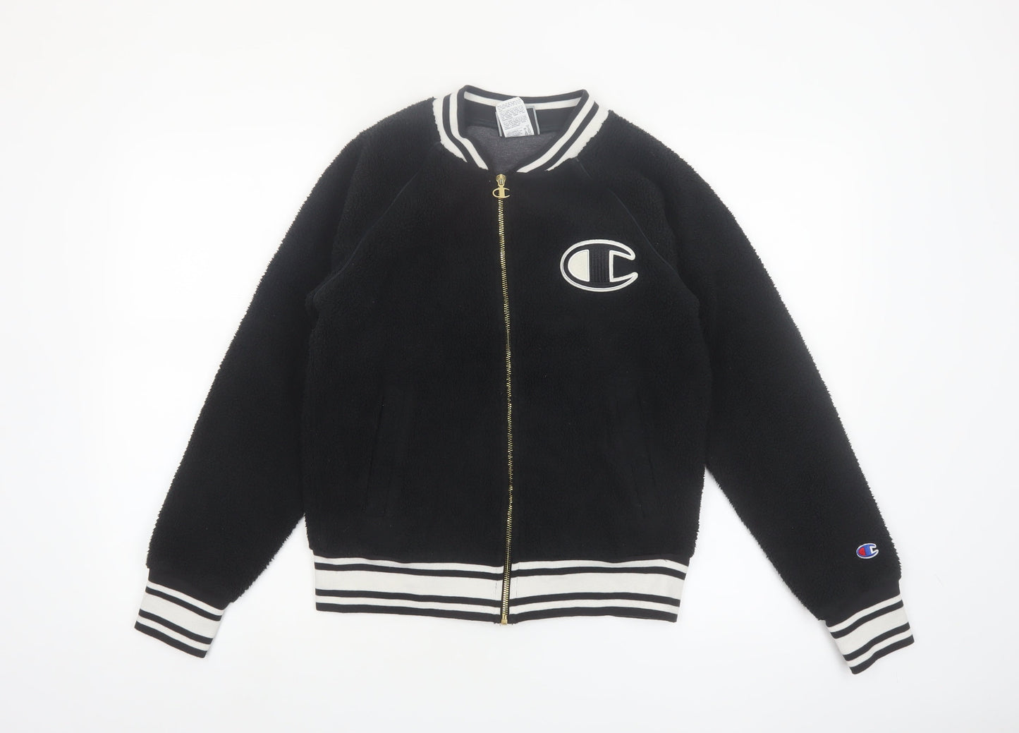 Champion Women's Black Small Varsity Logo Fleece Jacket