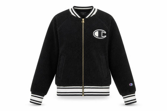 Champion Women's Black Small Varsity Logo Fleece Jacket