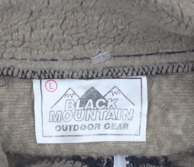 Black Mountain Men’s Brown Fleece Jacket L Animal Print Outdoor