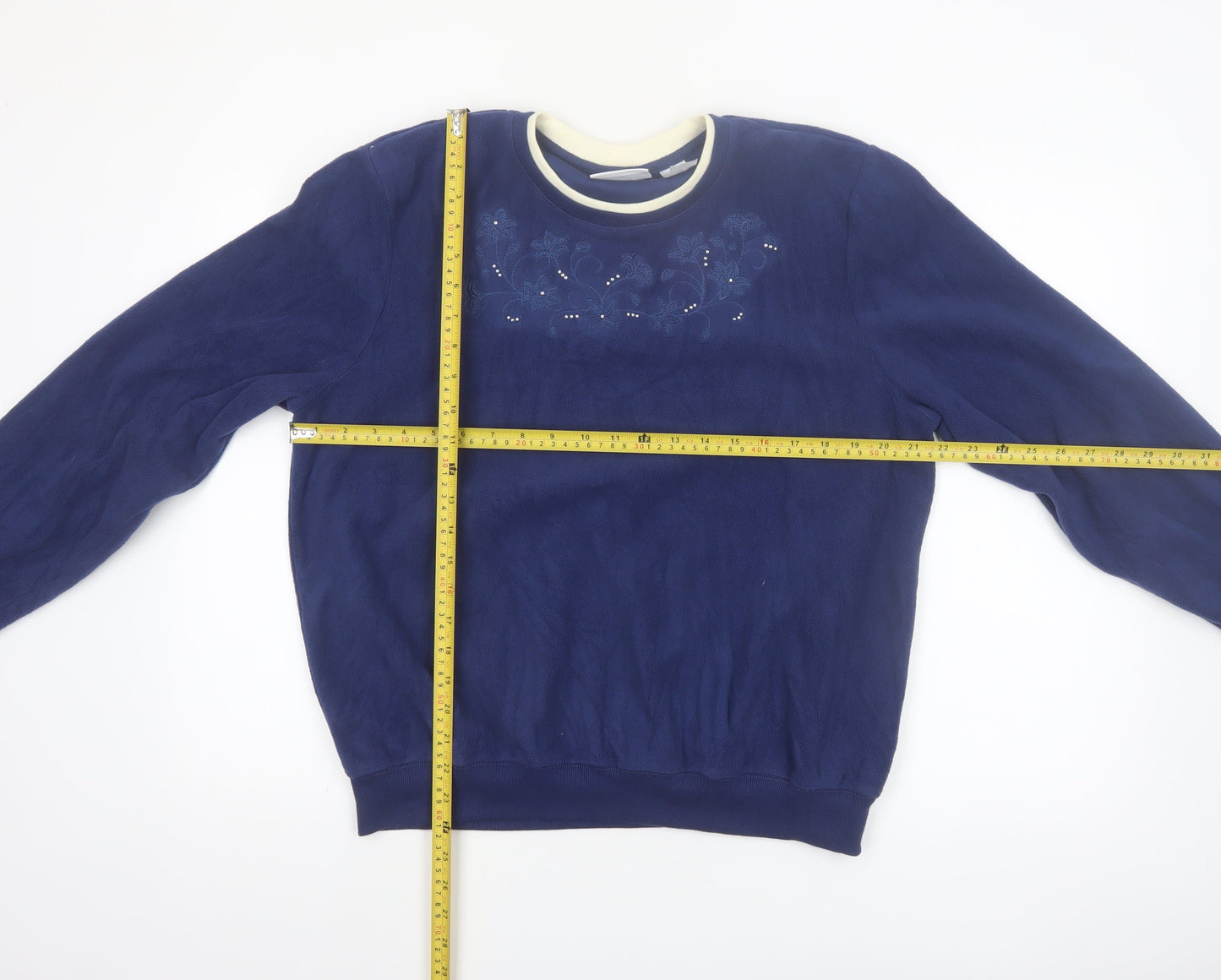 Alfred Dunner Women's Blue Pullover Sweatshirt Size M Embroidered Fleece