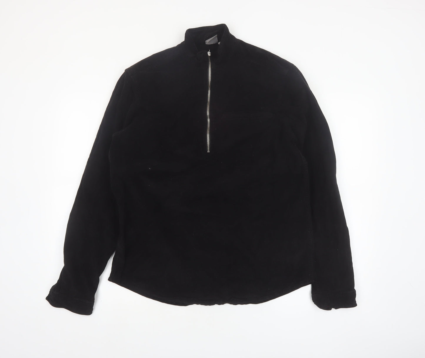 ASOS Men's Black M 1/2 Zip High Neck Cotton Pullover Sweatshirt