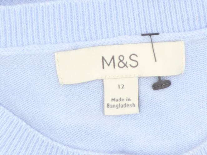 Marks and Spencer Women Blue Size 12 Crew Neck Long Sleeve Jumper