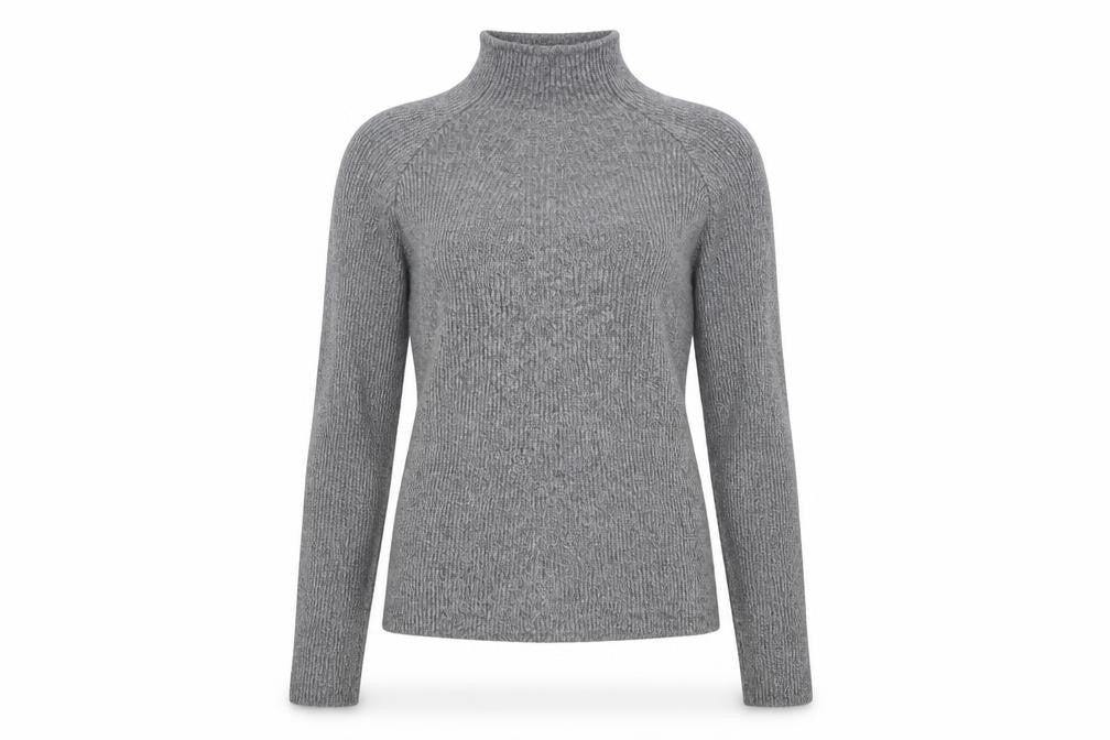 Bershka Women’s Grey Mock Neck Slim Fit Knit Jumper Size 12