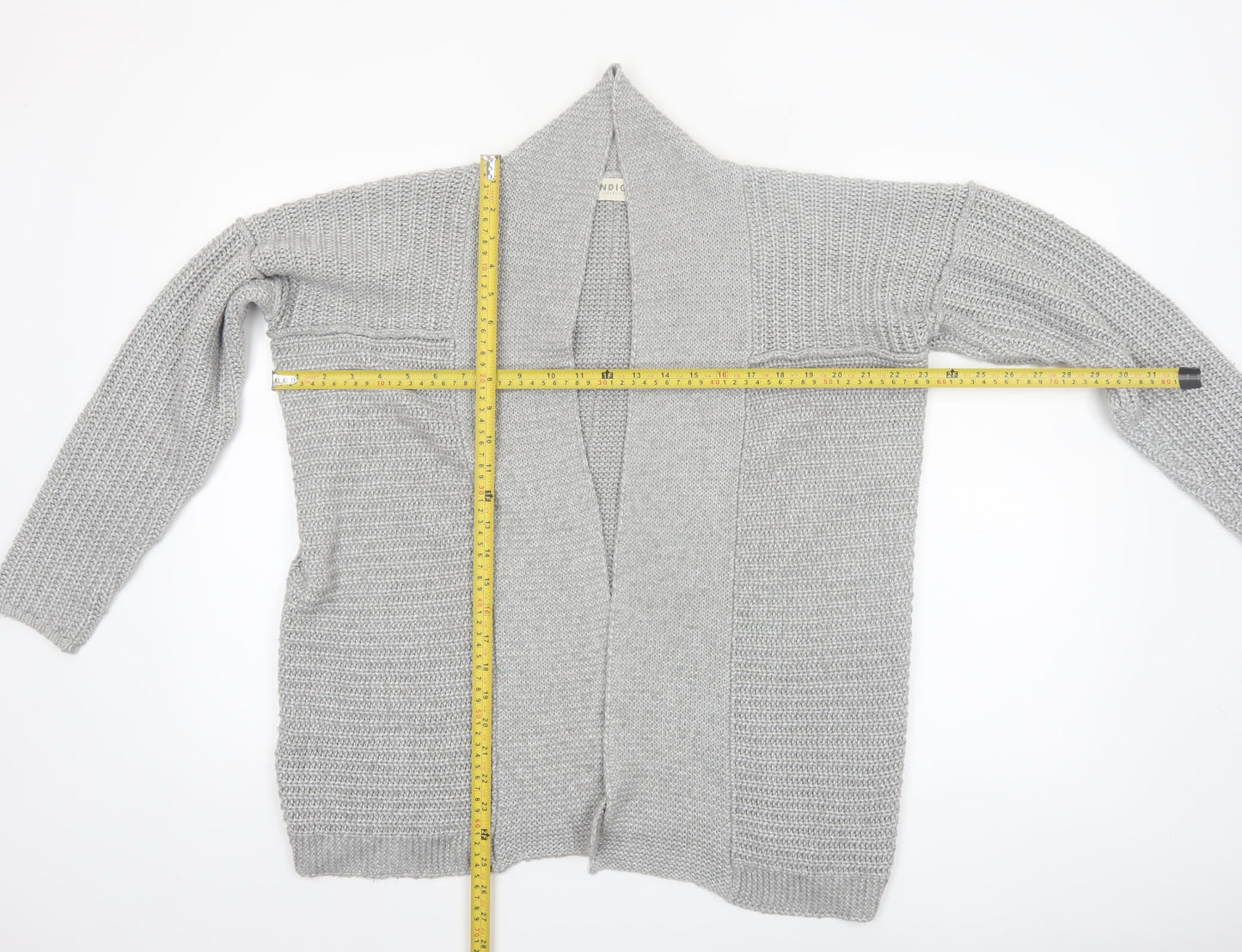 Marks and Spencer Women’s Grey Cotton Blend Open Knit Cardigan UK 12