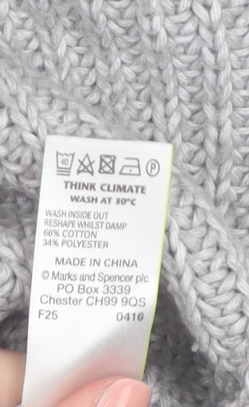Marks and Spencer Women’s Grey Cotton Blend Open Knit Cardigan UK 12
