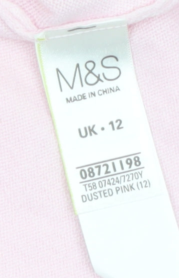 Marks and Spencer Womens Dusted Pink Acrylic Short Sleeve Jumper UK 12