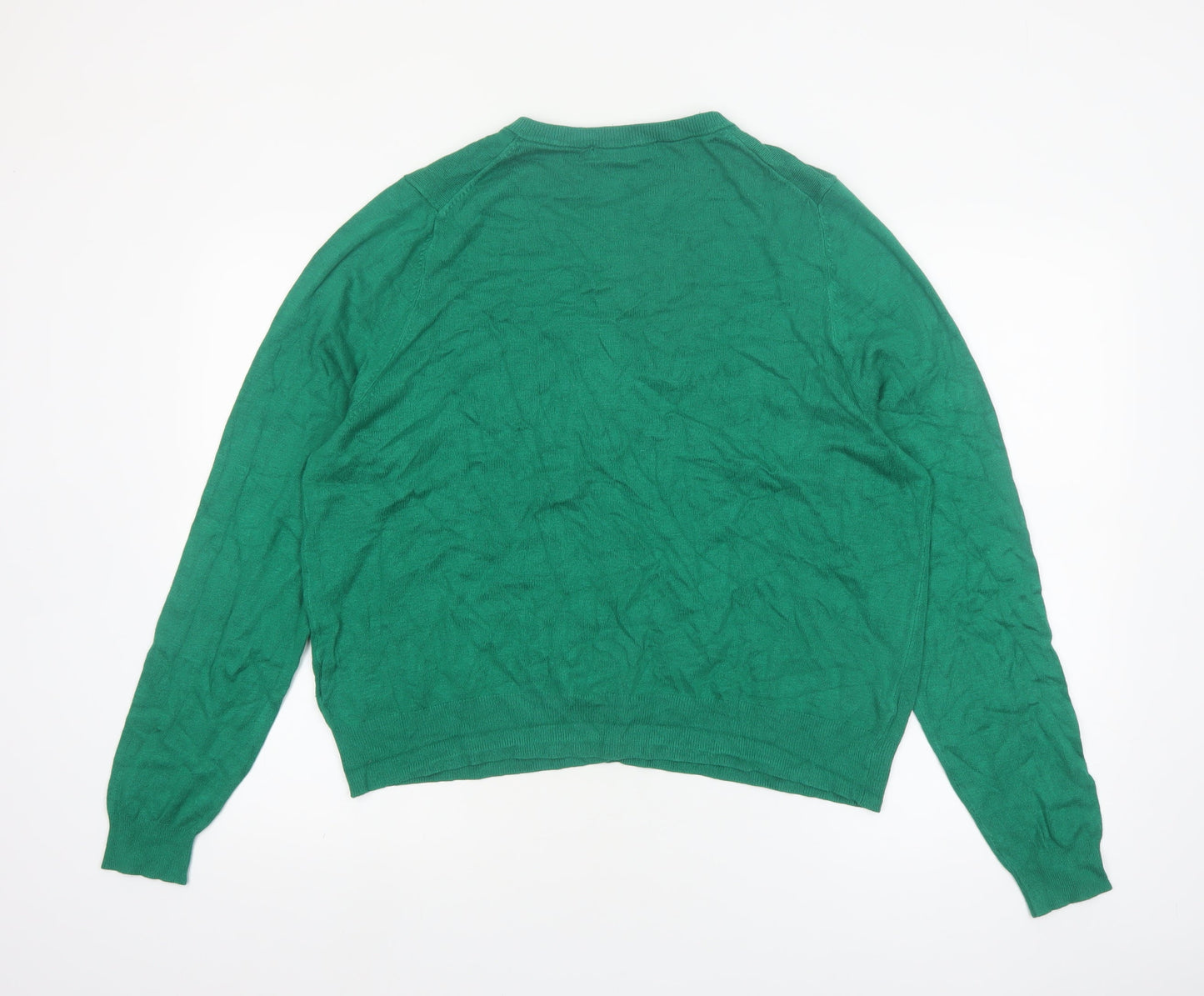 Marks and Spencer Womens Green Cardigan UK 20 Crew Neck Knit