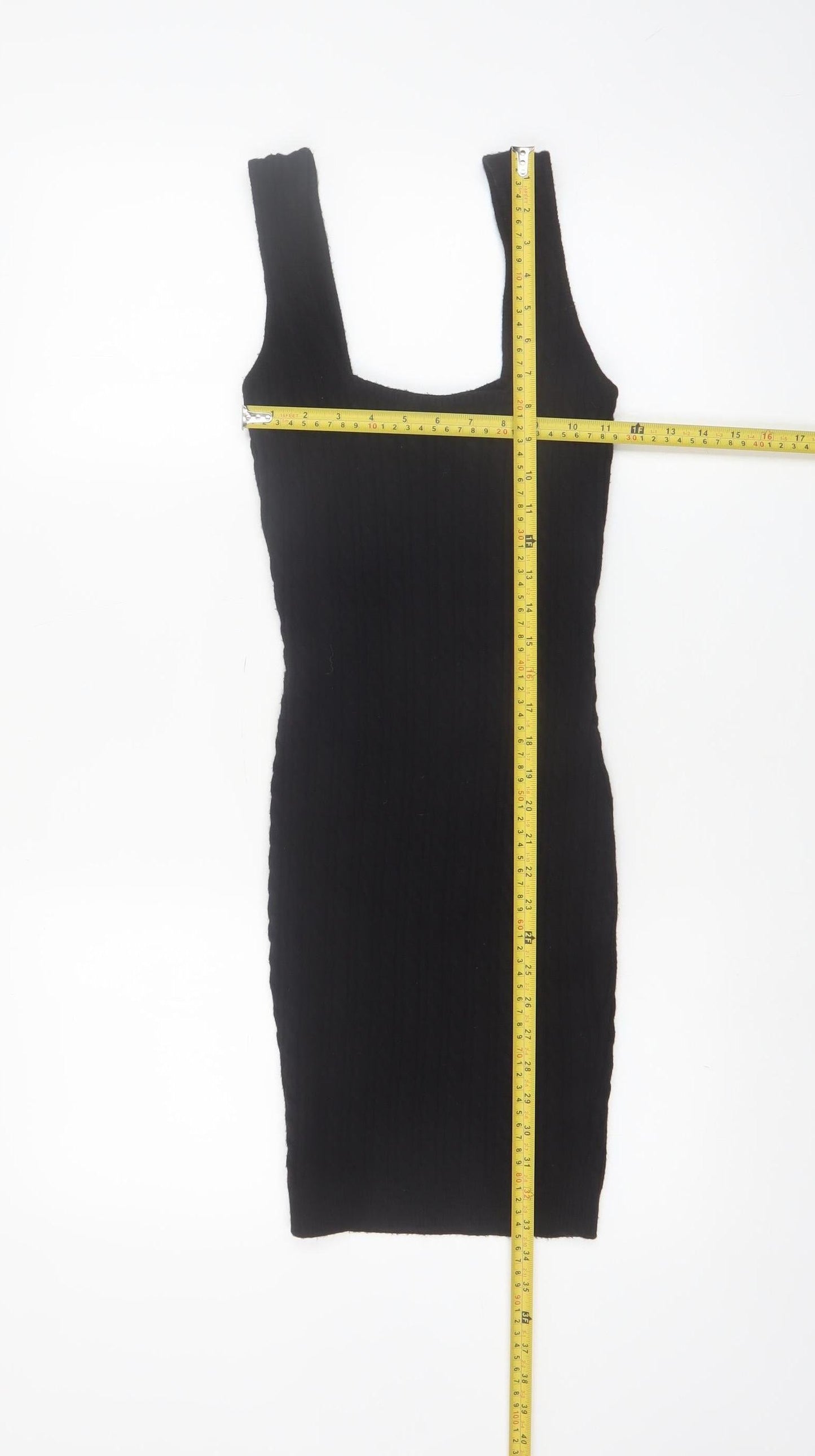 Zara Women Black Knit Bodycon Sleeveless Dress Size 8