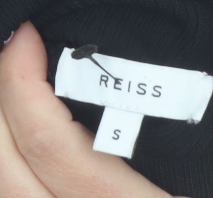 Reiss Women’s Black Roll Neck Fit & Flare Knit Dress Size S