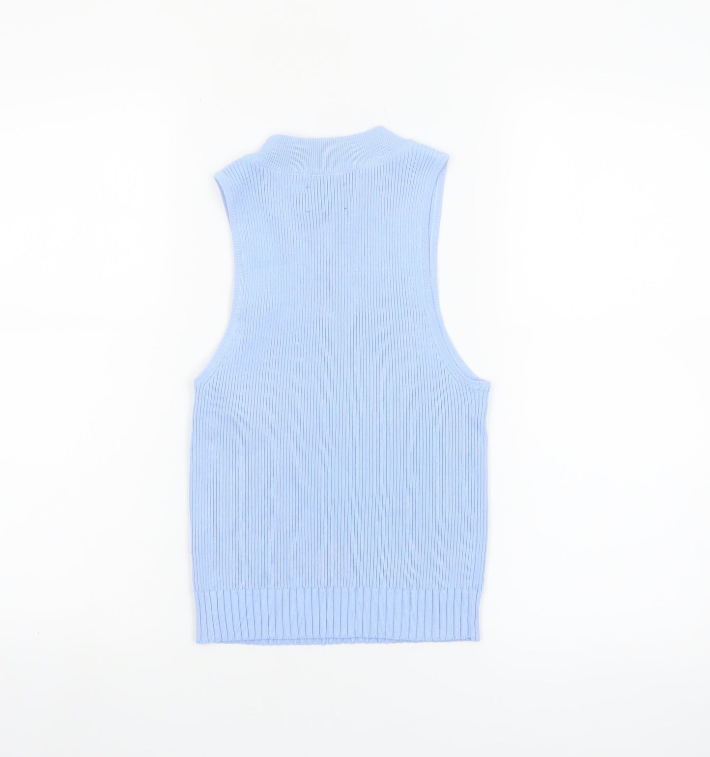 ASOS DESIGN Women Blue Sleeveless Mock Neck Knit Tank Top Size 10