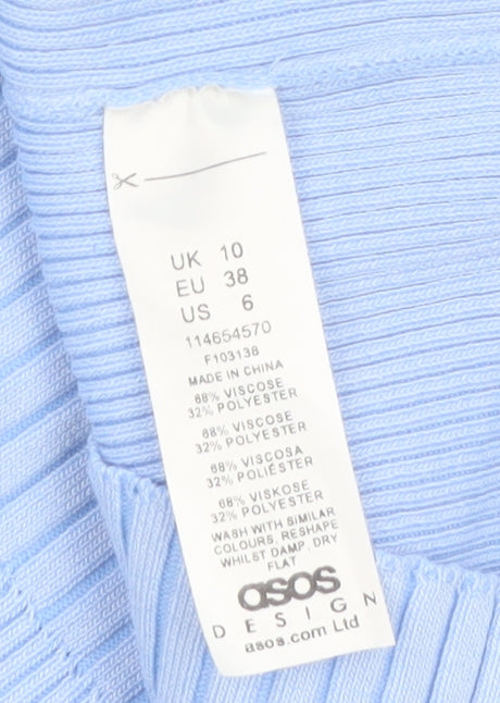 ASOS DESIGN Women Blue Sleeveless Mock Neck Knit Tank Top Size 10