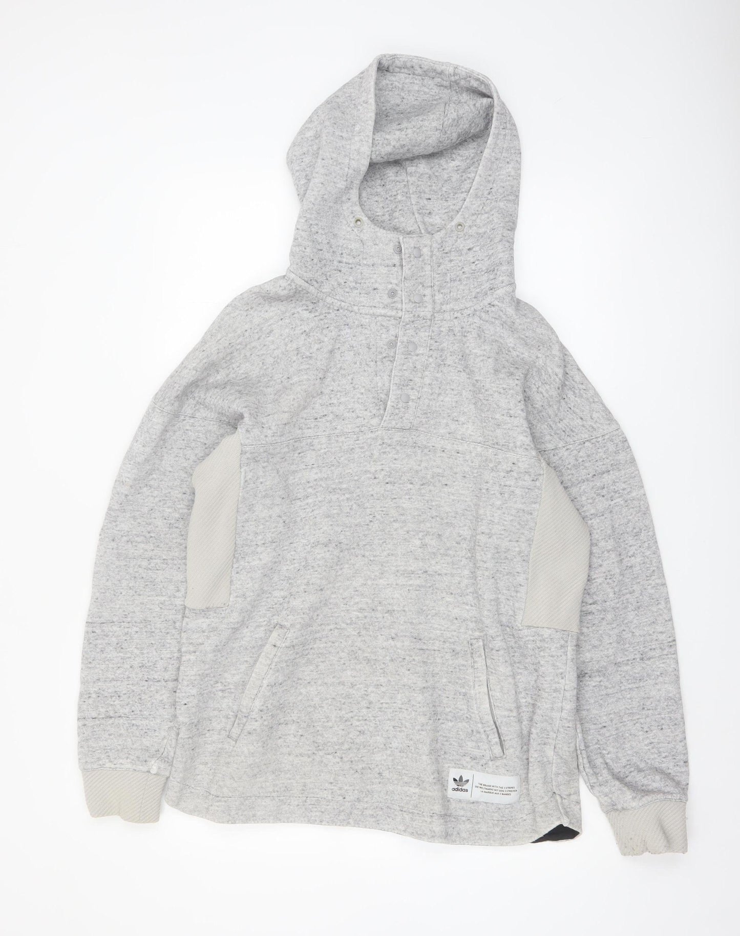 Adidas Men's Grey Henley Hoodie Size M Fleece Pullover