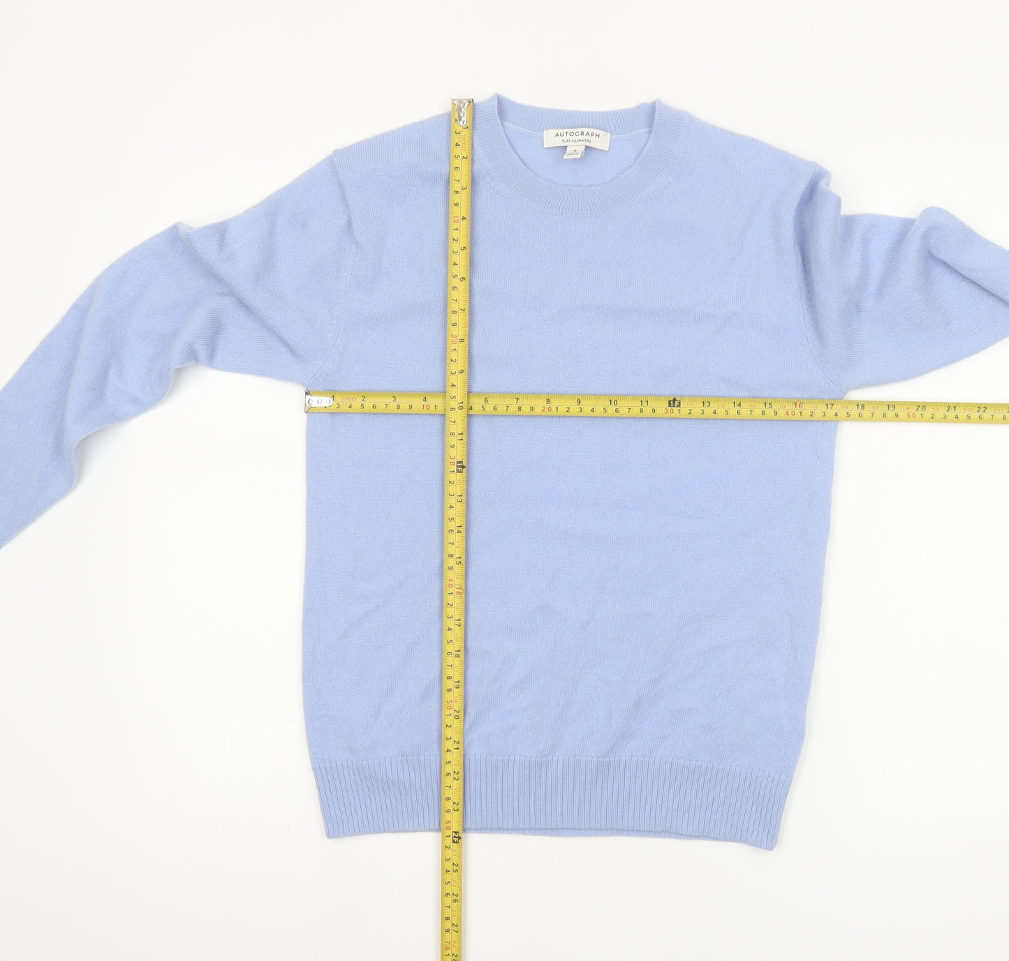 Marks and Spencer Women Blue Size 8 Cashmere Crew Neck Jumper